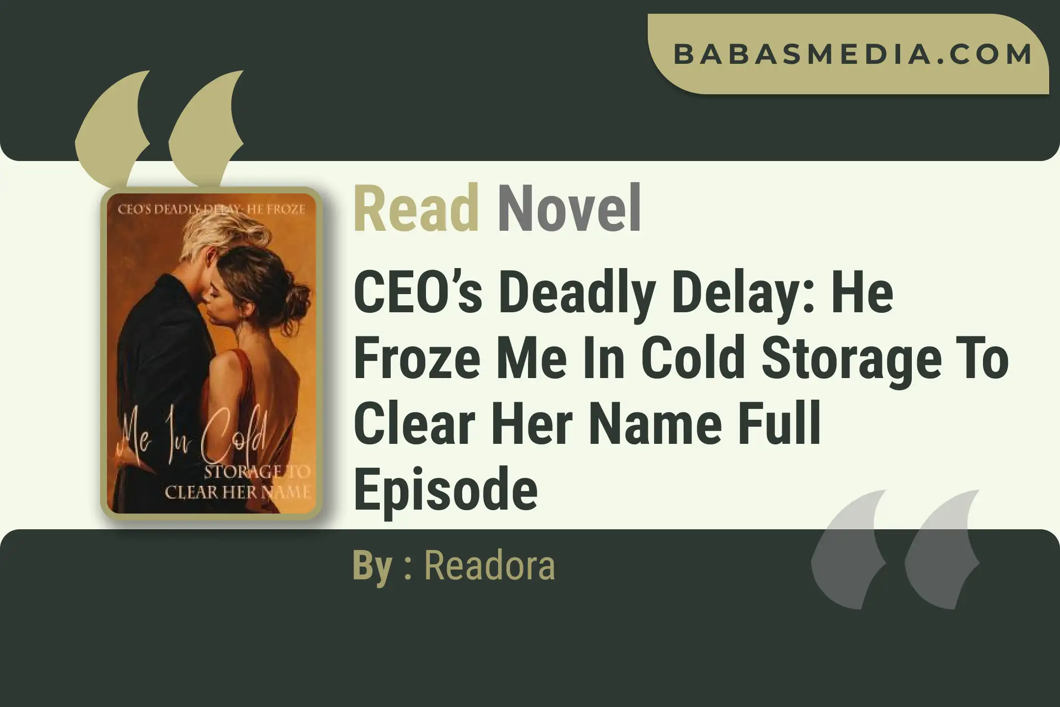 CEO’s Deadly Delay: He Froze Me In Cold Storage To Clear Her Name Novel By Readora Read Reviews