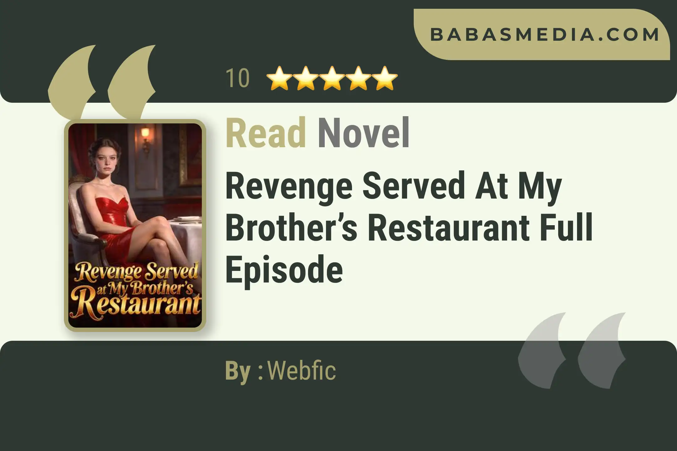 Revenge Served at My Brother’s Restaurant Novel By Webfic Read Reviews