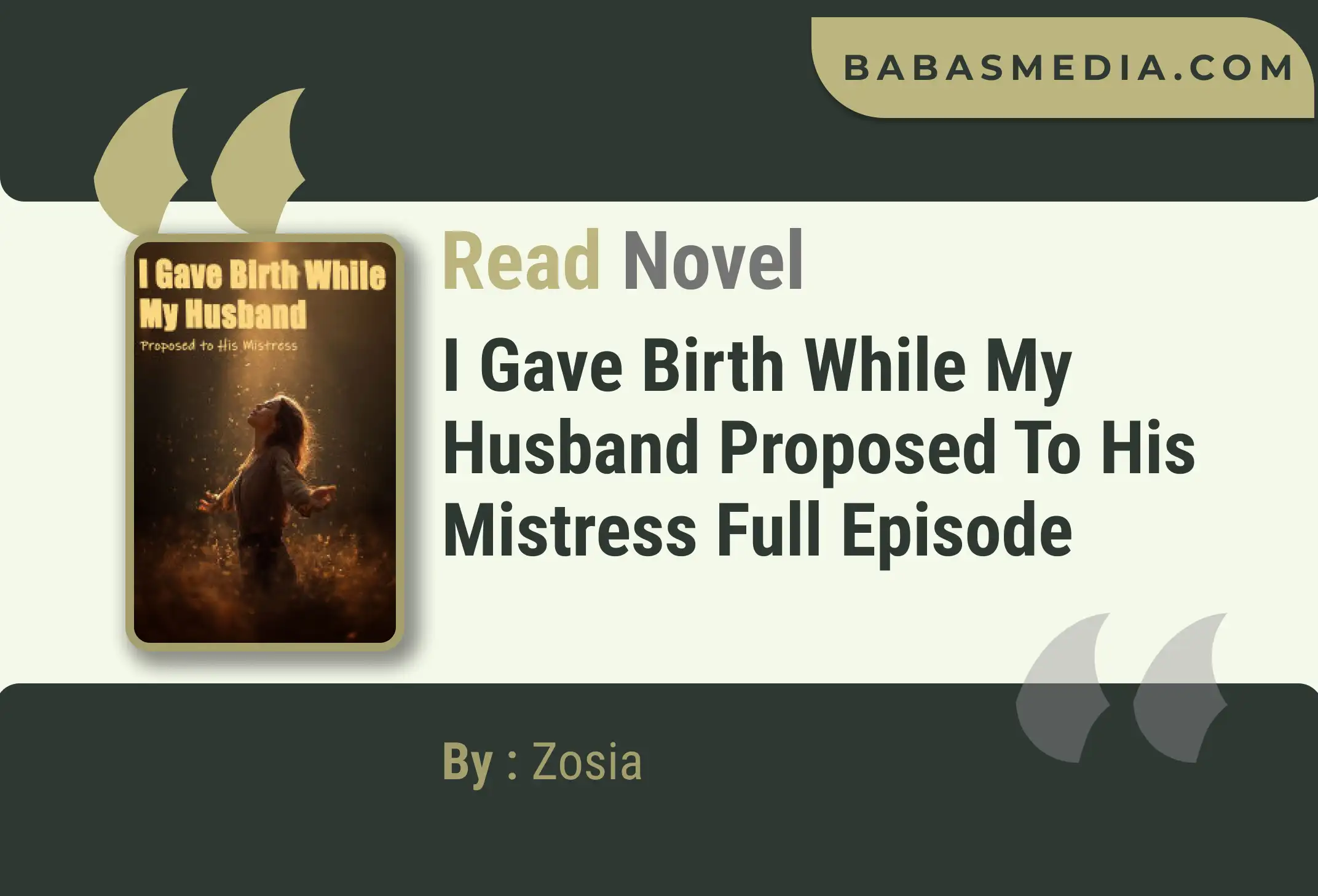 I Gave Birth While My Husband Proposed to His Mistress Novel By Zosia Read Reviews
