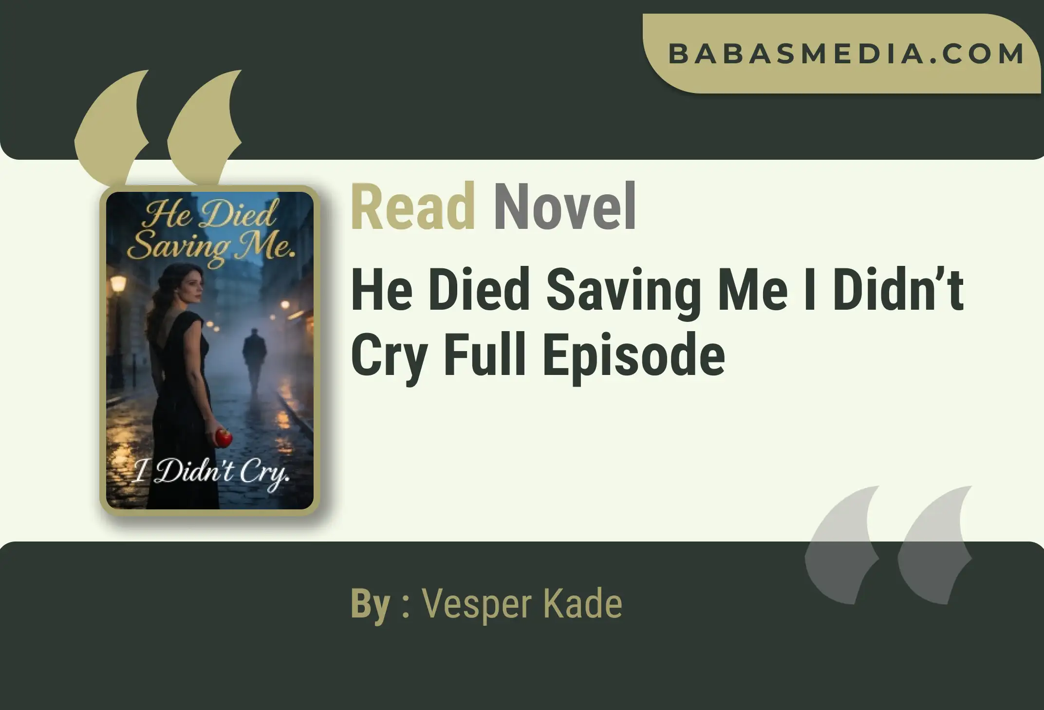 He Died Saving Me I Didn’t Cry Novel By Vesper Kade Read Reviews