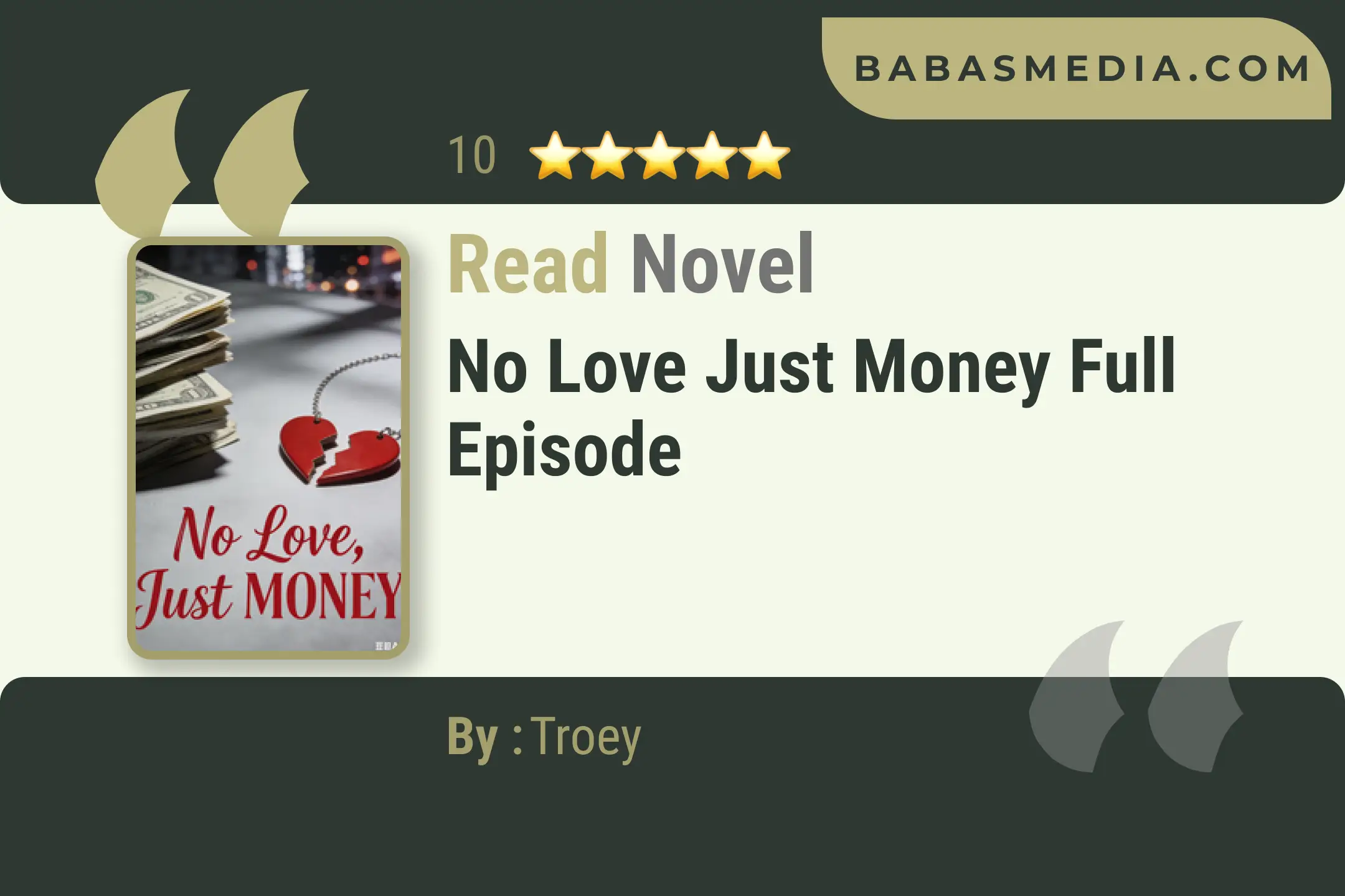 No Love Just Money Novel By Troey Read Reviews