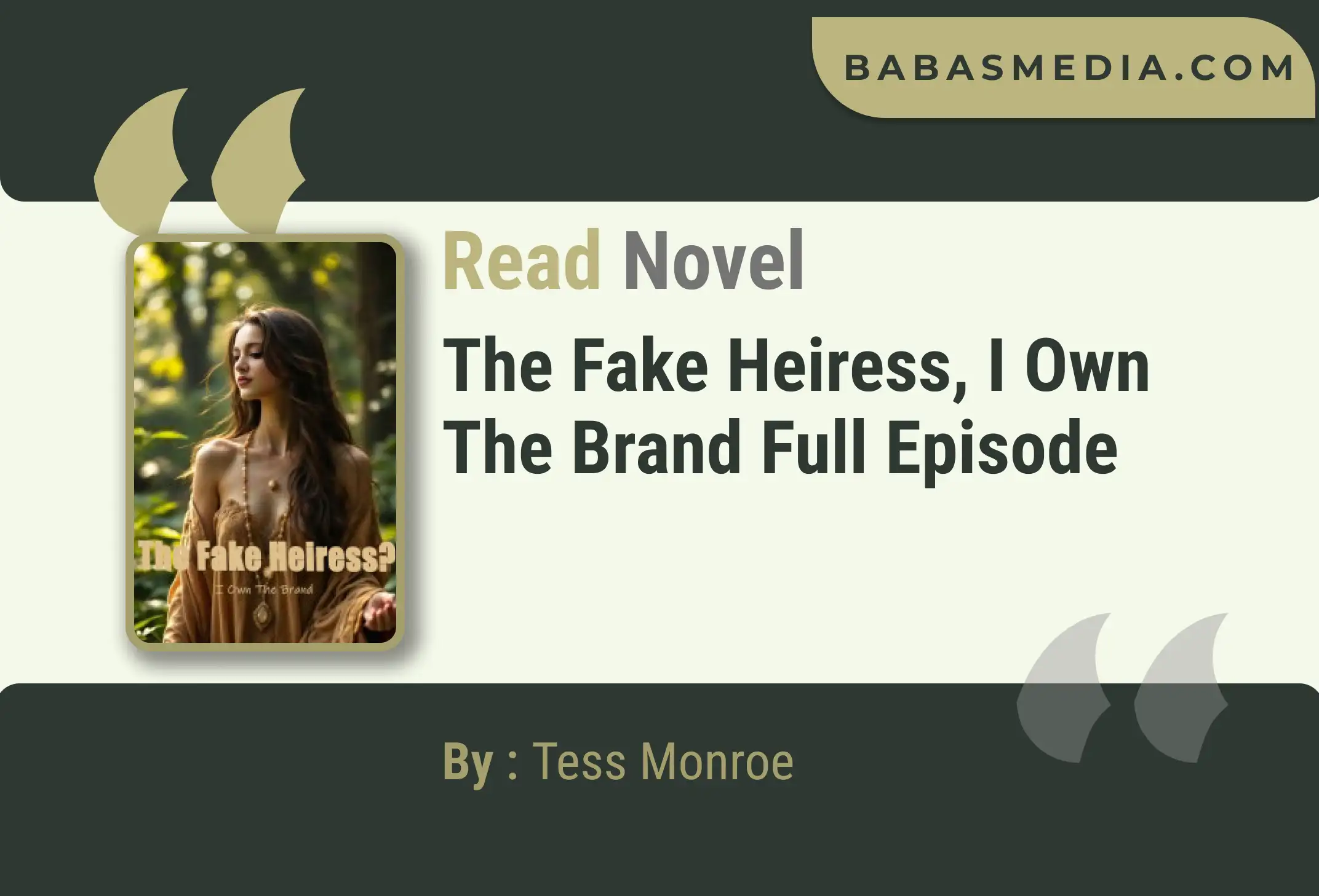 The Fake Heiress, I Own The Brand Novel By Tess Monroe Read Reviews