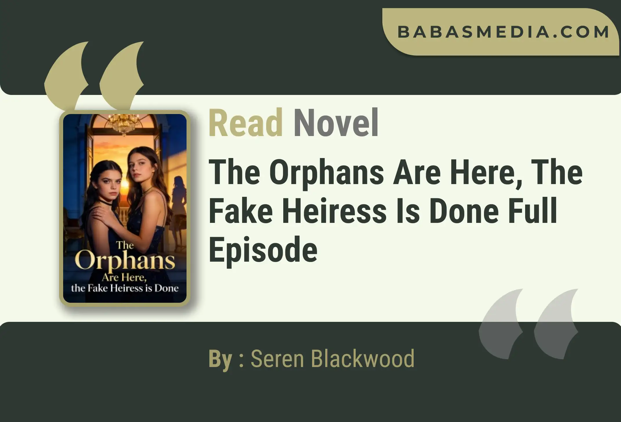 The Orphans Are Here, the Fake Heiress is Done Novel By Seren Blackwood Read Reviews