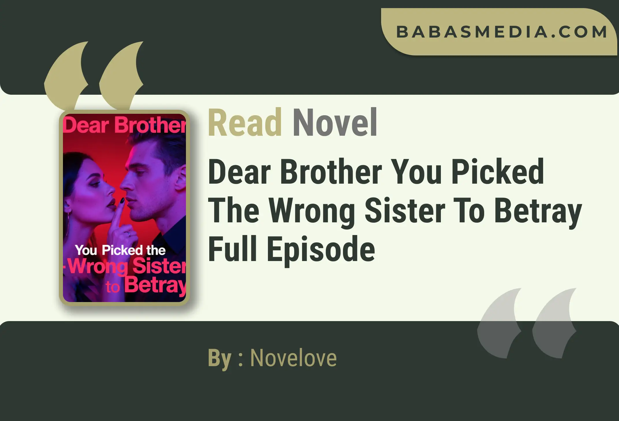 Dear Brother You Picked the Wrong Sister to Betray Novel By Novelove Read Reviews