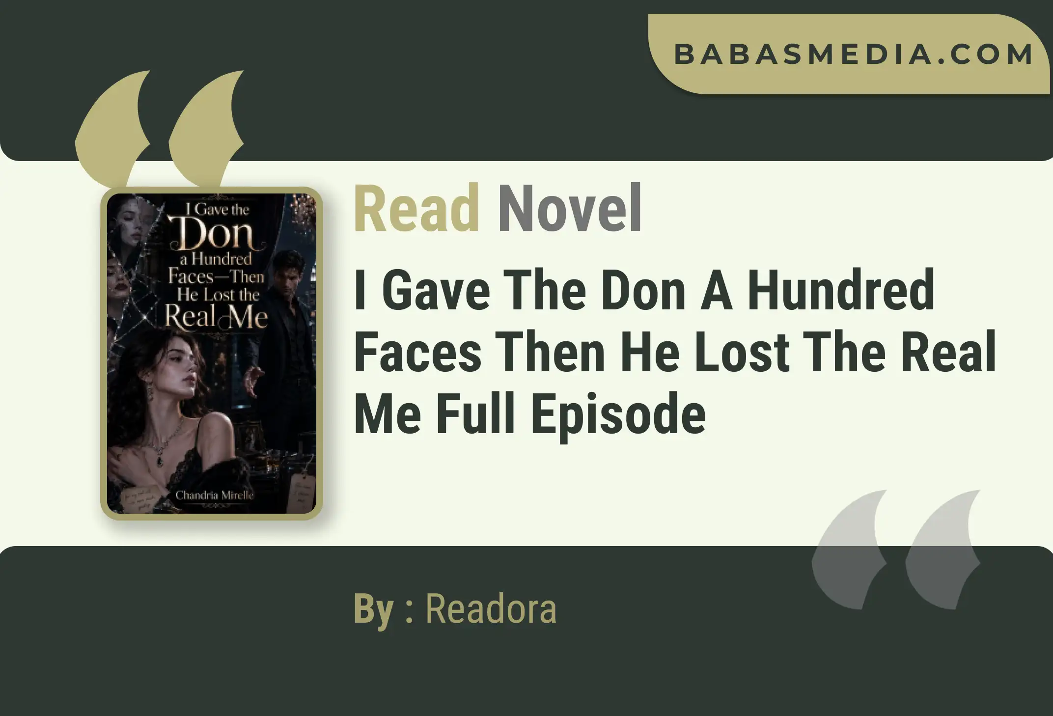 I Gave the Don a Hundred Faces Then He Lost the Real Me Novel By Readora Read Reviews