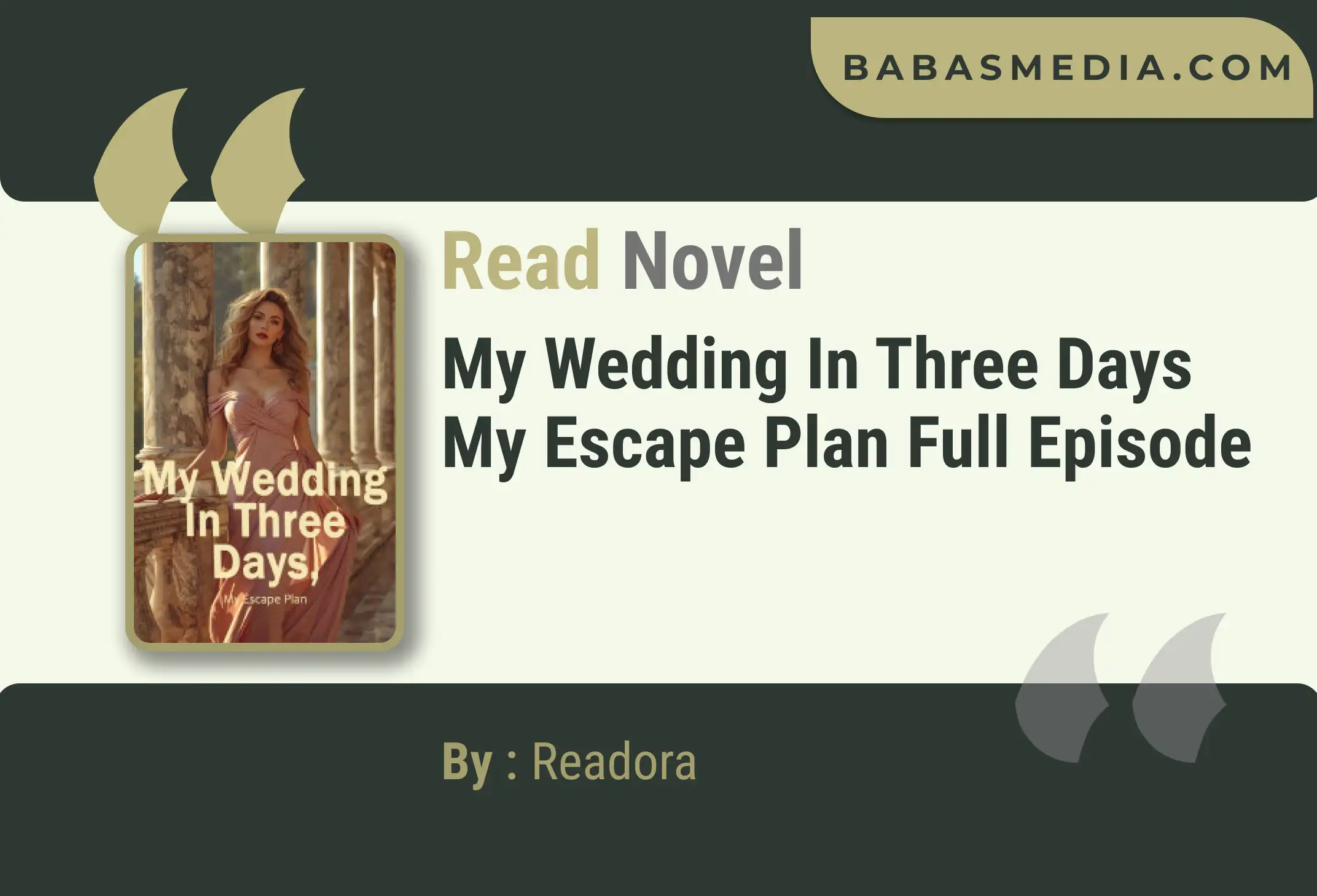 My Wedding In Three Days My Escape Plan Novel By Readora Read Reviews