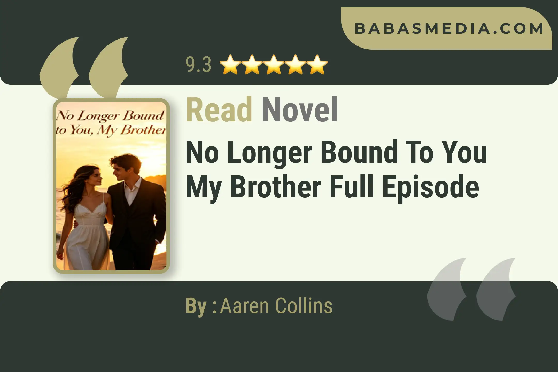 No Longer Bound to You My Brother Novel By Aaren Collins Read Reviews